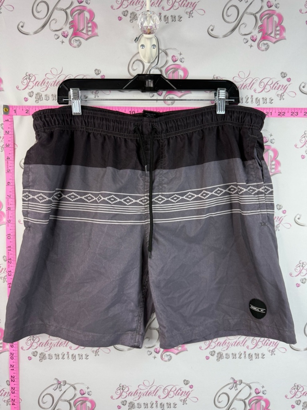 O'Neill shorts board swim trunks surf Gray and Black Stripe Swim Trunks